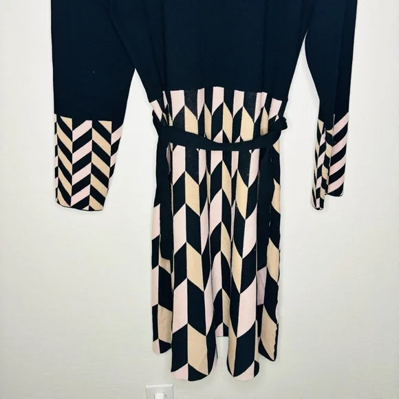 Eliza J Geometric Knit Sweater Geometric Print Dress XL Fit & Flare‎ Long Sleeve - Picture 4 of 10